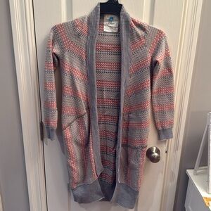 Sparrow Long Open Front Wool Blend Cardigan Sweater Small
